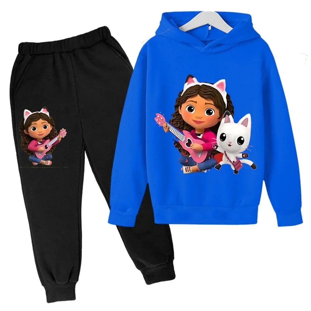 Kids Gabby Cats Hoodie Toddler Girls Gabbys Dollhouse Clothes Baby Boys Long Sleeve Sweatshirt Sets Autumn Children's Clothing
