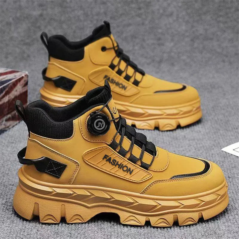 British Style Men's High Boots Fashion Outdoor Comfortable Work Boots Autumn Winter Mens Non-slip Wear-resistant Platform Boots