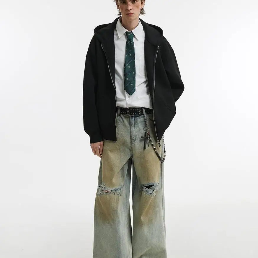 The Latest Cardigan Hoodie for Men in Autumn and Winter The Solid Color Hooded Casual Loose Top for Men, and The Outerwear Trend