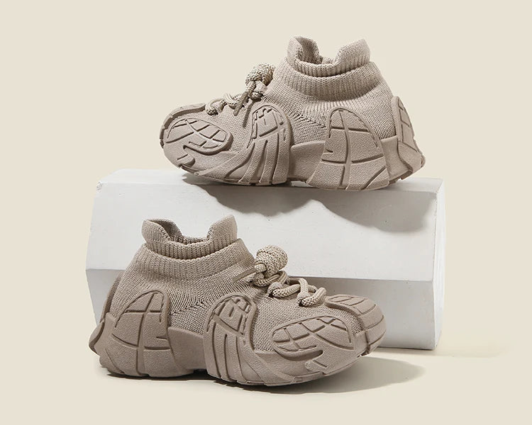 Kid Shoes Sneakers Fashion Knit Luxury Designer High Top Children Shoes Comfortable Casual Running Sports Tennis Shoes Boy Girls