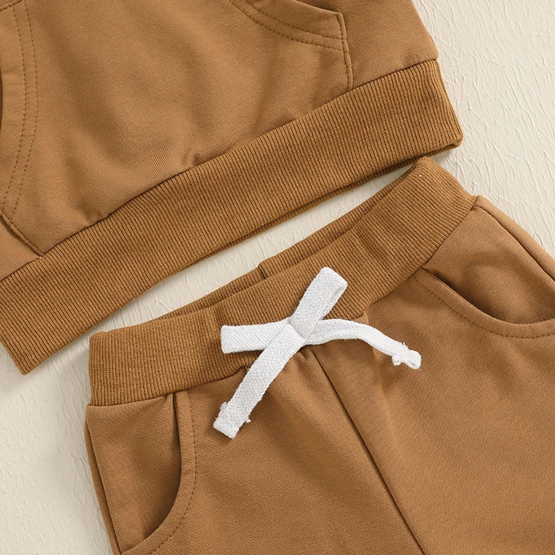 Baby Boy 2Pcs Fall Outfits Long Sleeve Dinosaur Print Pocket Hoodie Pants Set Toddler Clothes