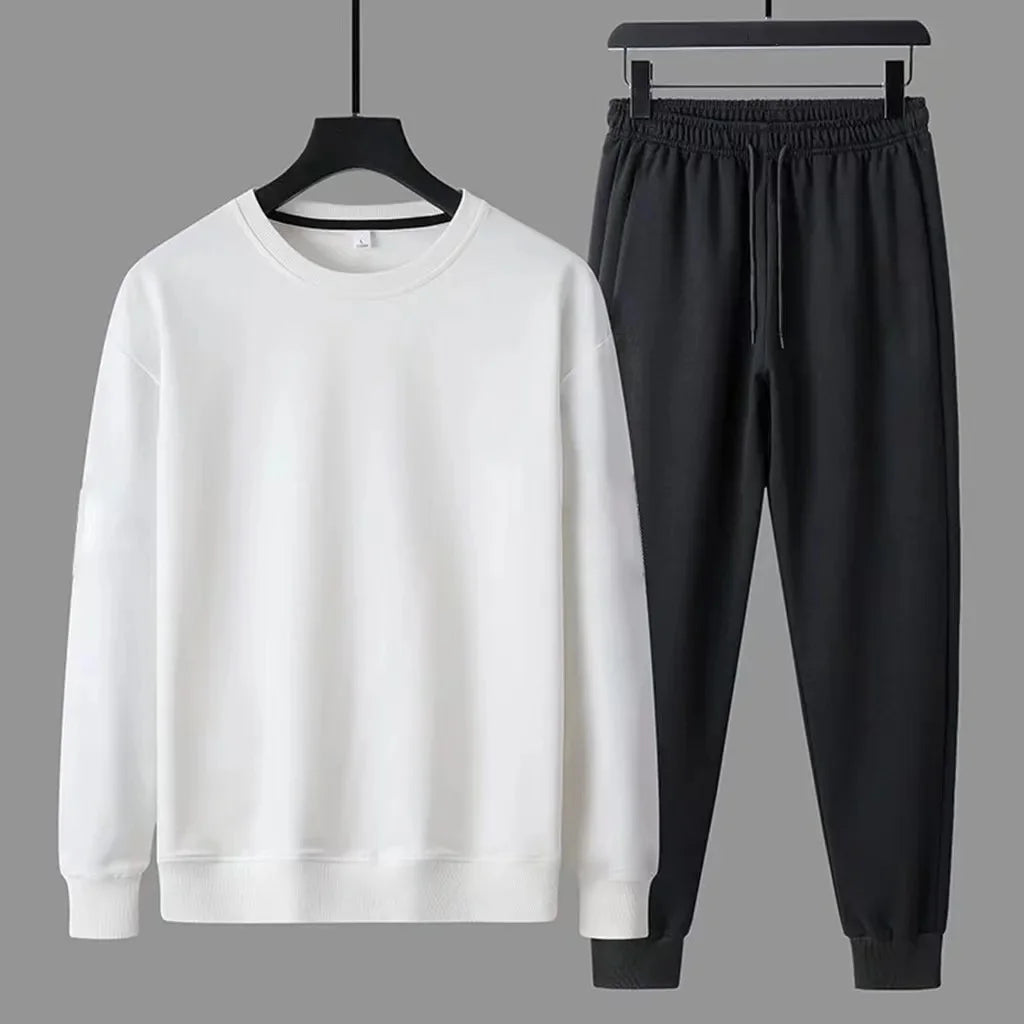 Men's Sportswear Hoodie Set Casual Long Sleeve round Neck Running Pants Two-Piece Suite Autumn Clothing Comfortable Breathable