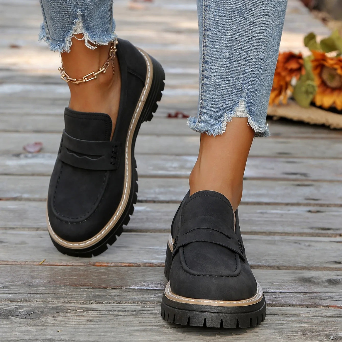2025 New Women Loafers Comfortable Outdoor Sneakers Non-slip Thick Bottom Shoes Spring Autumn Flat  Shoes Women Zapatos De Mujer