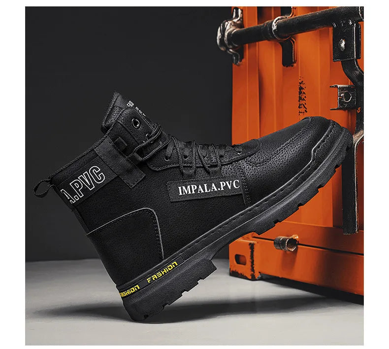 2025 Winter Mens Shoes New in Casual Male Boots Platform Tactical Ankle High Top Outdoor Walking Loafers Leather Army Sneakers