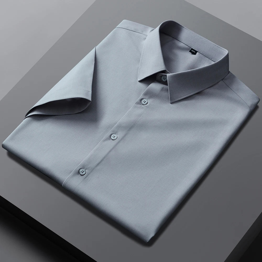 Men's Formal Business Short Sleeve Dress Shirt Wrinkle Free Regular Fit 4-Way Stretch Button Up Shirts for Spring Summer Holiday