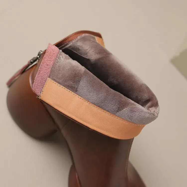 Booties Round Toe Women's Ankle Boots Fashion 2025 Very High Heels Heeled Female Short Shoes Chic and Elegant Boot Footwear Pu