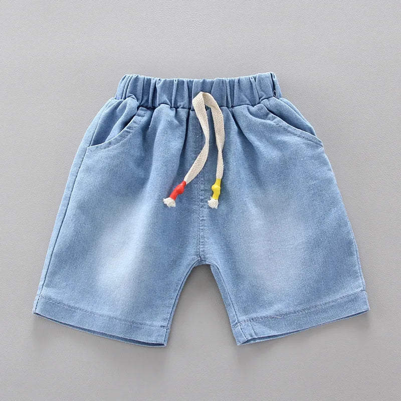 Korean Version Baby  Short-Sleeved Clothing Suits Summer Cotton Children's T-Shirt + Denim Shorts Sets Handsome