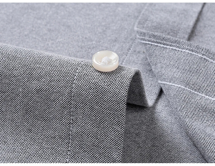 Men's Hard-wearing Comfortable 100% Cotton Long Sleeve Dress Shirt with Pocket, Spring Autumn Casual Oxford Button-Down Shirts