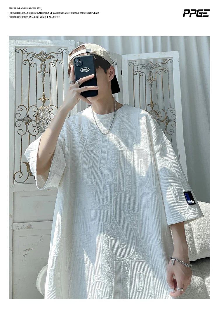 Summer ort Sve T-irt Set Men's Casual Spor Lightweight Five-Quarter Pants Matching Whole Set Youth Faion