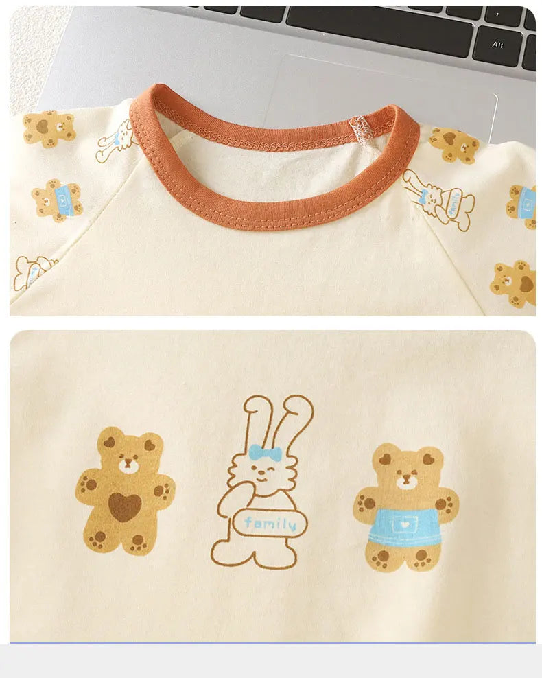 Children's Sets Cotton Kids Clothes short Sleeve Home  Sleepwear Children's Clothing Boy Girl Spring and summer Tops Pants Suits