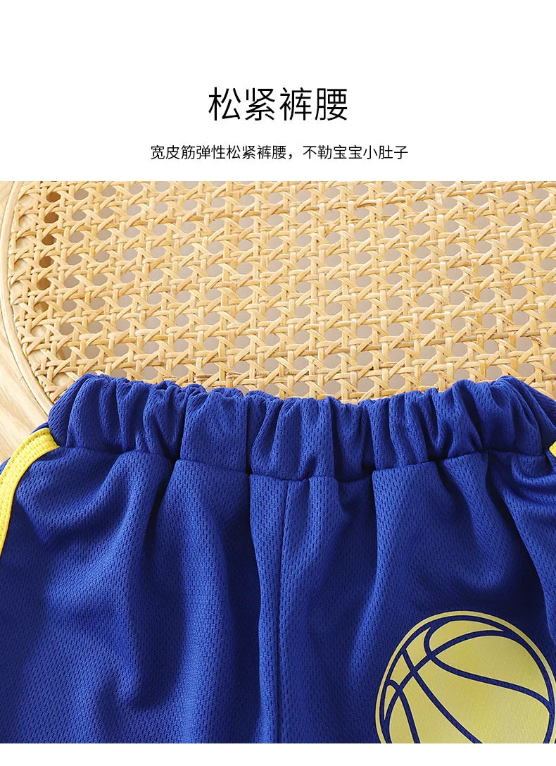Kids Sports Set for Boys and Girls Baby Basketball Jersey Summer Mesh Tank Top Shorts Quick Dry Set Summer Sportswear