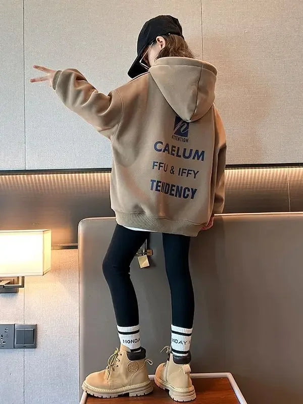 2026 girls clothes spring winter sweatshirt bear t-shirt hooded + stretch pants leggings teens children set 8 9 10 11 12 year