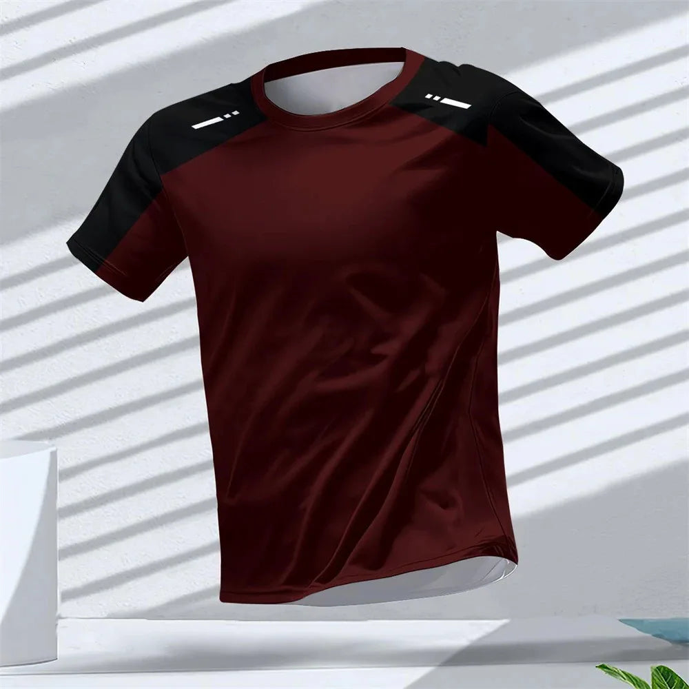 Gym summer quick dry breathable Men's T shirt outdoor run fitness sports short sleeve casual o-neck men gym sportswear T-shirt