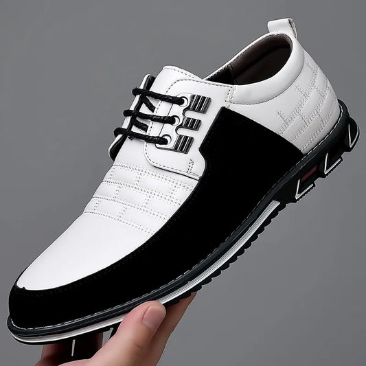 2023 Men Sneakers Shoes Fashion Brand Classic Lace-Up Casual Loafers Pu Leather Shoes Black Breathable Business Men Shoes