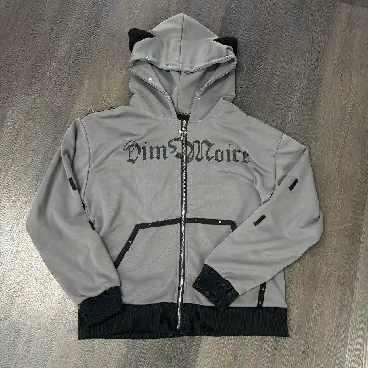 Punk Rivet Gothic Printed Hoodies Women Subculture American Vintage Jackets and Coats Outwear Chic Retro Harajuku Japanese Tops