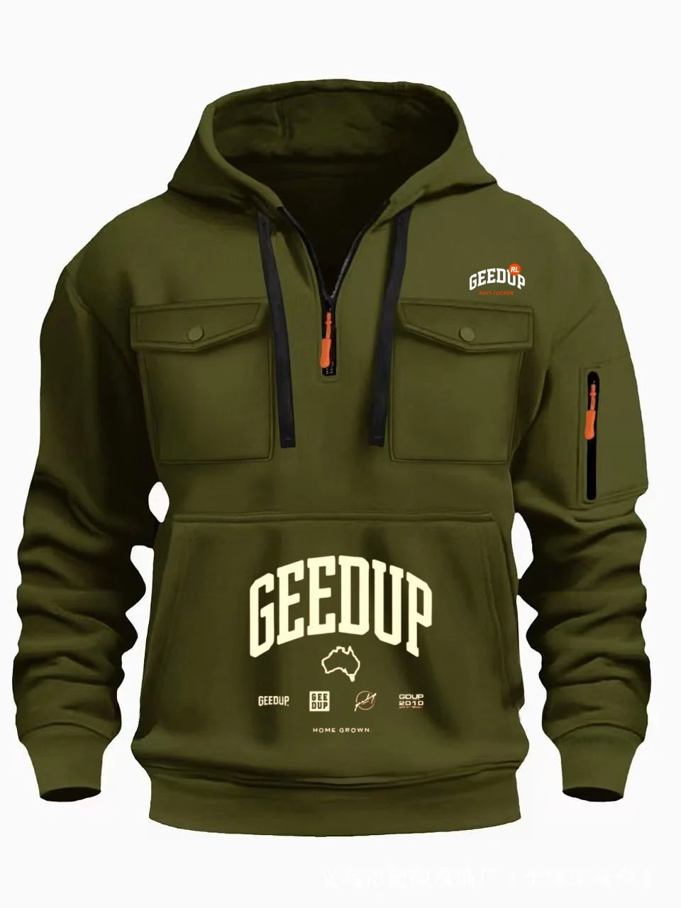 Men's Fashion Hoodie 2025 Spring Autumn Casual Sporty Style Trendy Embossed Design with Pocket Versatile Hooded Sweatshirt