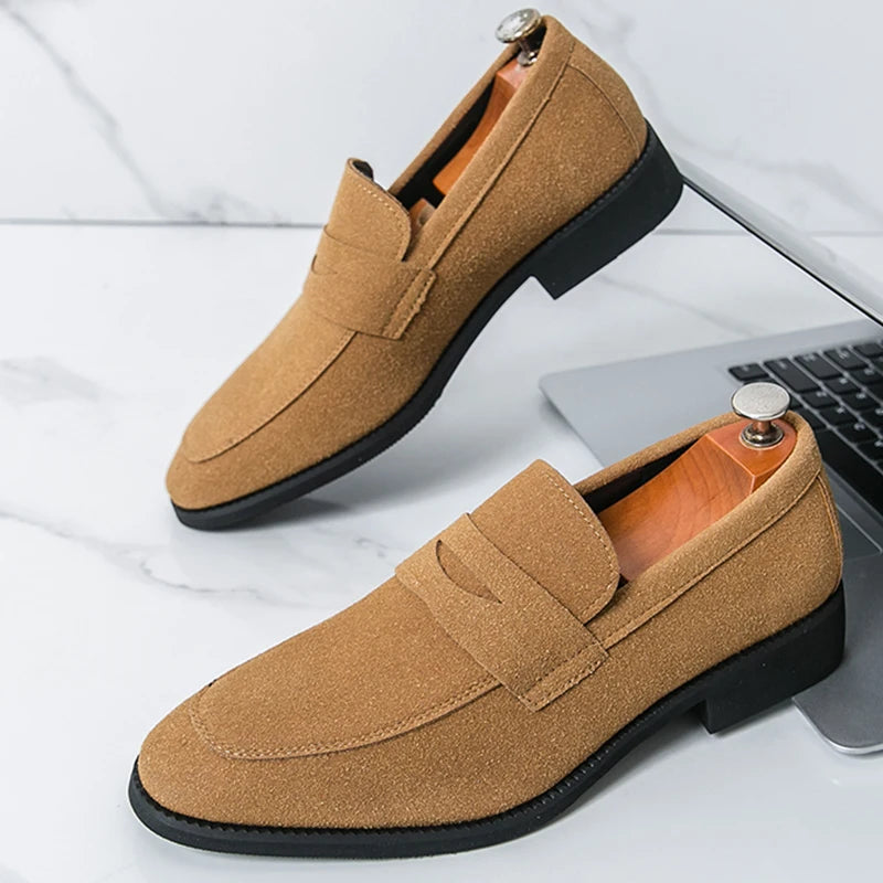 Classic Casual Leather Shoes For Men High Quality Social Shoes Men Fashion Slip On Flat Business Men's Loafers