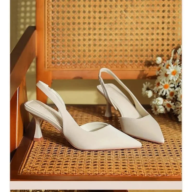 2025 New Summer Women's Shoes Fashion Women's Pumps Pointed Toe High Heels Shallow Women's Sandals Shoes for Women Zapatos Mujer