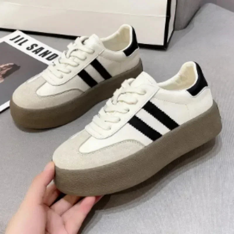 2025 New Women's Casual Sneakers Fashion Lace Up Platform Vulcanize Shoes for Women Outdoor Durable Flats Ladies Running Shoes