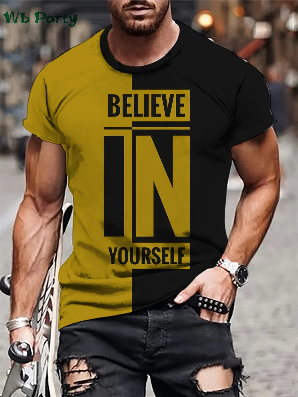 Believe in Yourself Graphic Print Clothes Men Designer T shirt Men's Summer Clothes Y2k Clothes O-Neck Men Short Sleeve Tee Tops