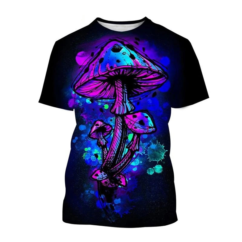Mushroom Forest T-Shirts Plants Graphic 3D Print Men Women T Shirt Short Sleeve Oversized Harajuku Y2k Tops Tees Kids Clothing