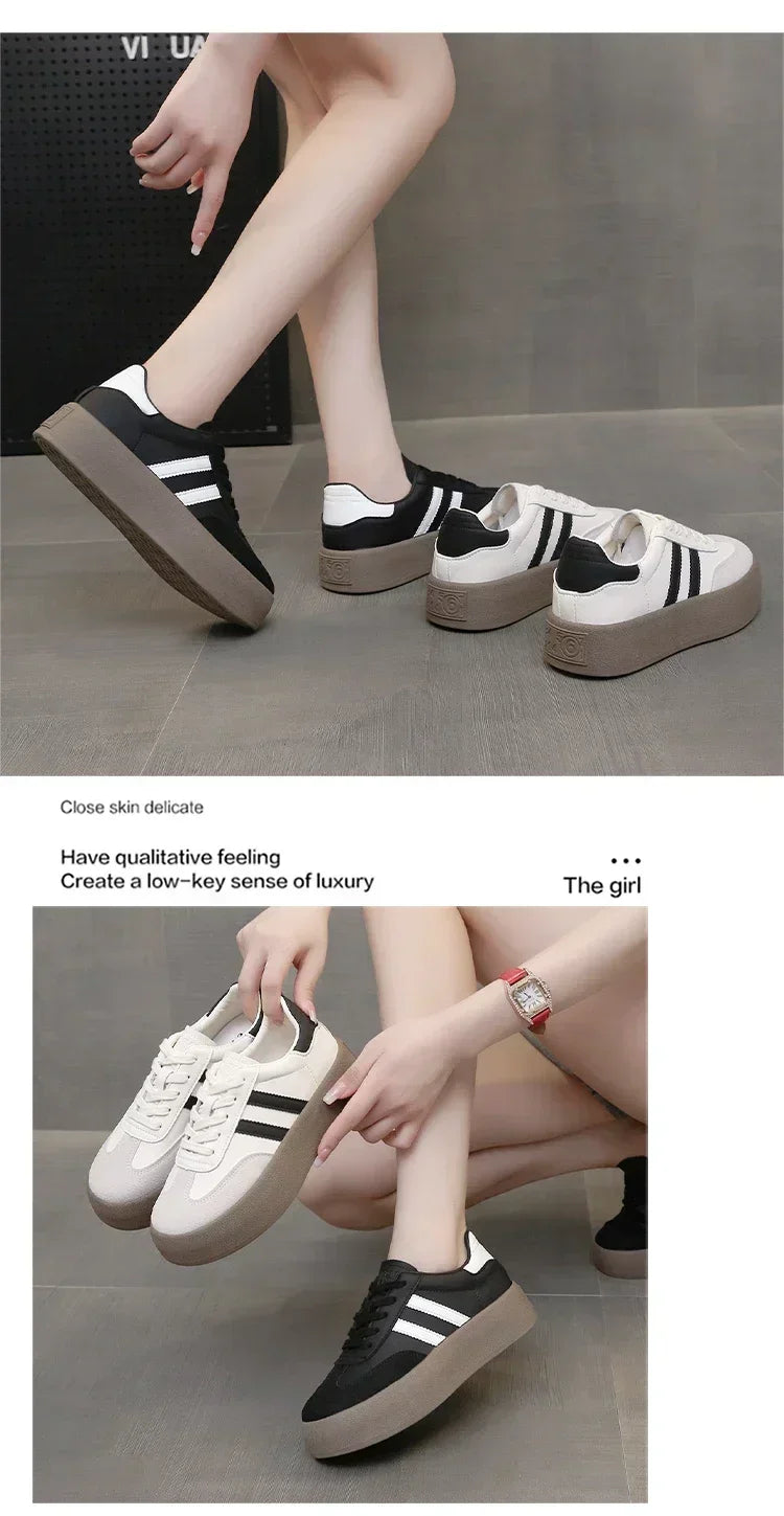 2025 New Women's Casual Sneakers Fashion Lace Up Platform Vulcanize Shoes for Women Outdoor Durable Flats Ladies Running Shoes