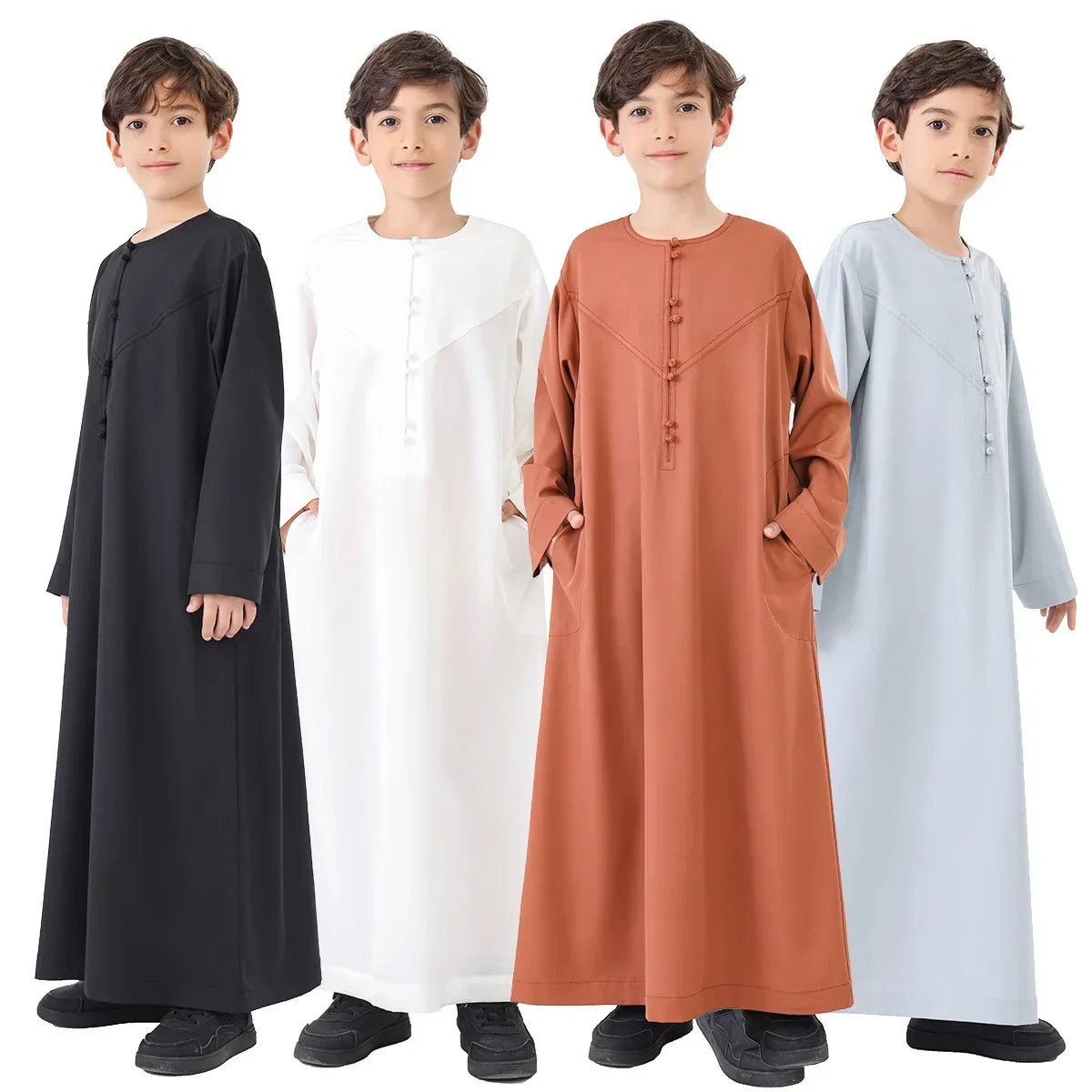 Eid Boys Muslim Clothing Saudi Arab Robe Kids Abaya Kaftan Prayer Islam Clothing Child Abaya Dress Ramadan Jubba Thobe Djellaba