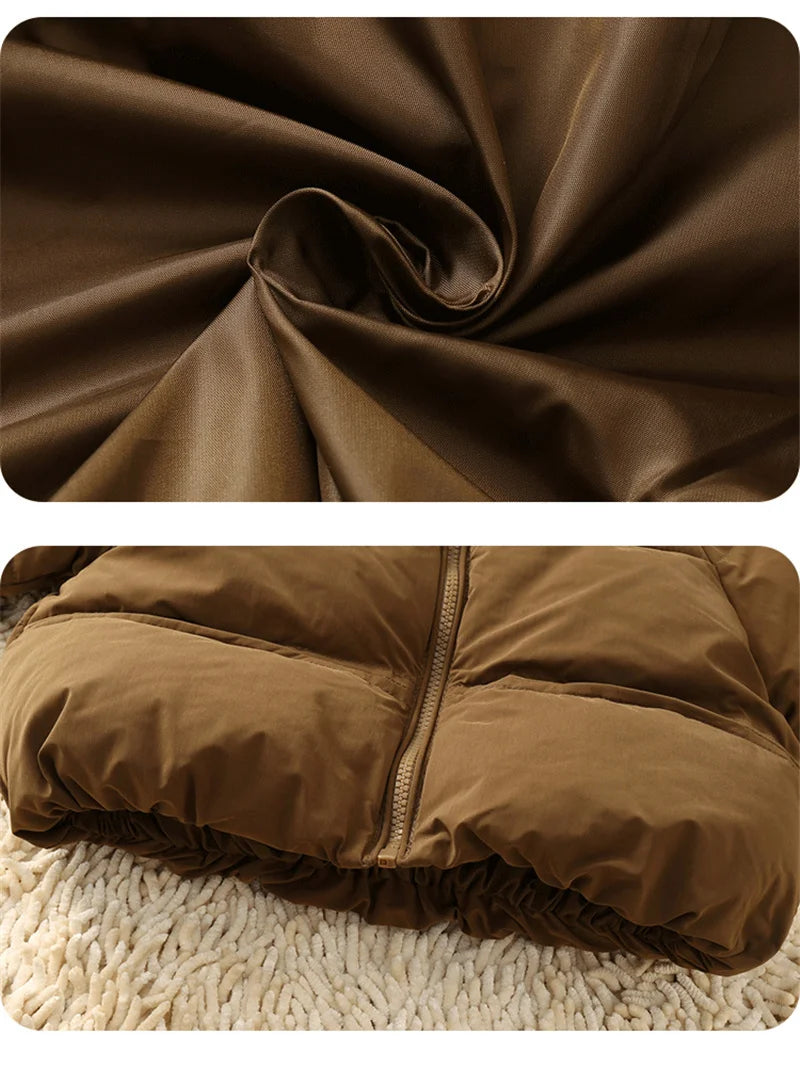 Boys Girls Down Coats Children Winter Thickened Jackets Kids Warm Hooded Fashion Outerwear Children Solid Color Cotton Parkas