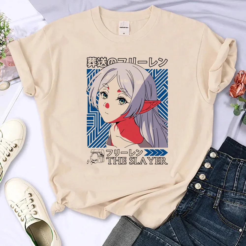 Frieren shirt women women 2000s Punk Pastel Psychedelic hip hop t-shirt Vintage women Psychedelic Digital Classic Trendy