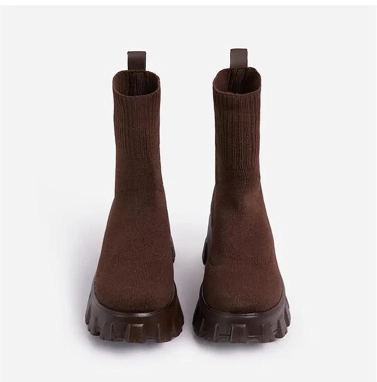 Women Boots Autumn Winter Boots Slip on Knitted Socks Shoes Women 2022 Platform Boots with Heels Botas De Mujer Female Botines