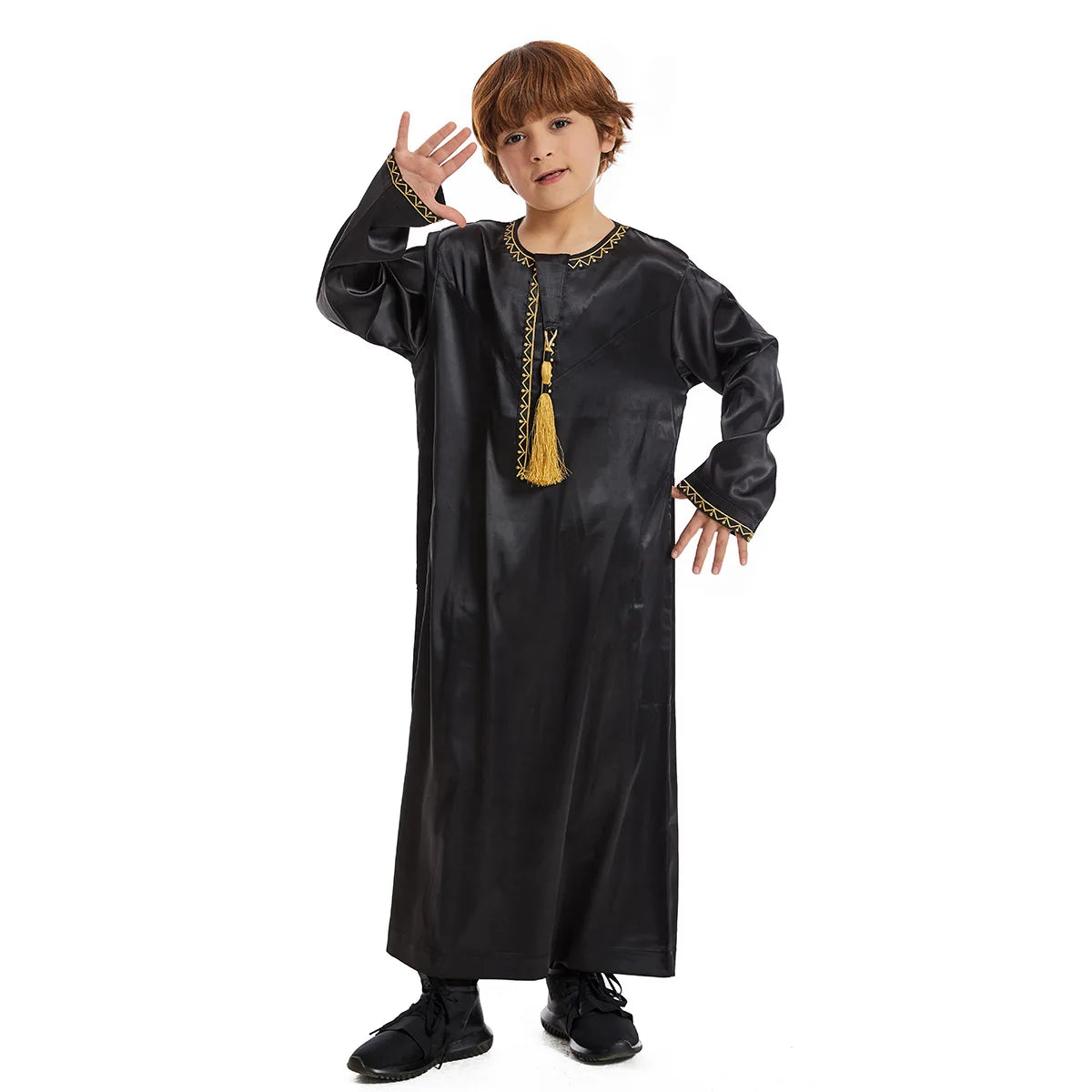 Eid Muslim Children Abaya Ramadan Jubba Prayer Thobe Boy Kids Abayas Islam Long Robe Gown Kaftan Dubai Arab Tassel Dishdasha