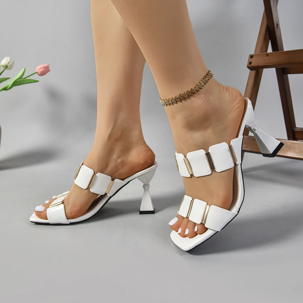 Shoes for Women 2025 Women Fashion Spring Summer High Heel Sandals Lady Sexy Comfortable Female Cute PU Sandals Women Shoes
