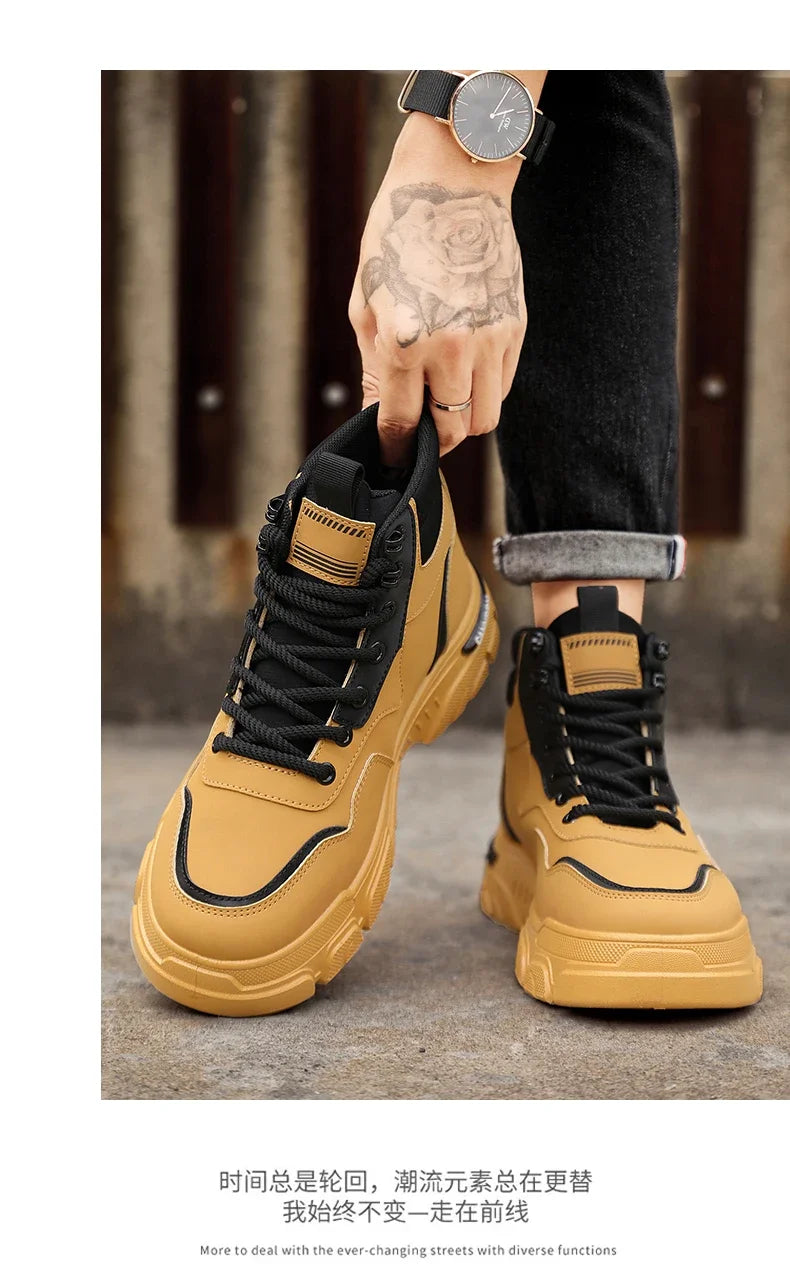 2025 autumn new breathable work boots for men, anti slip, wear-resistant, safety shoes, casual and comfortable sports shoes