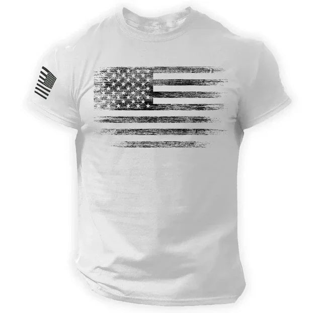 2024 New Gym T-shirt for Men 3d Print USA Flag T Shirt Oversized Casual Short-sleeved Summer Sportswear Men's Clothing Tees Tops