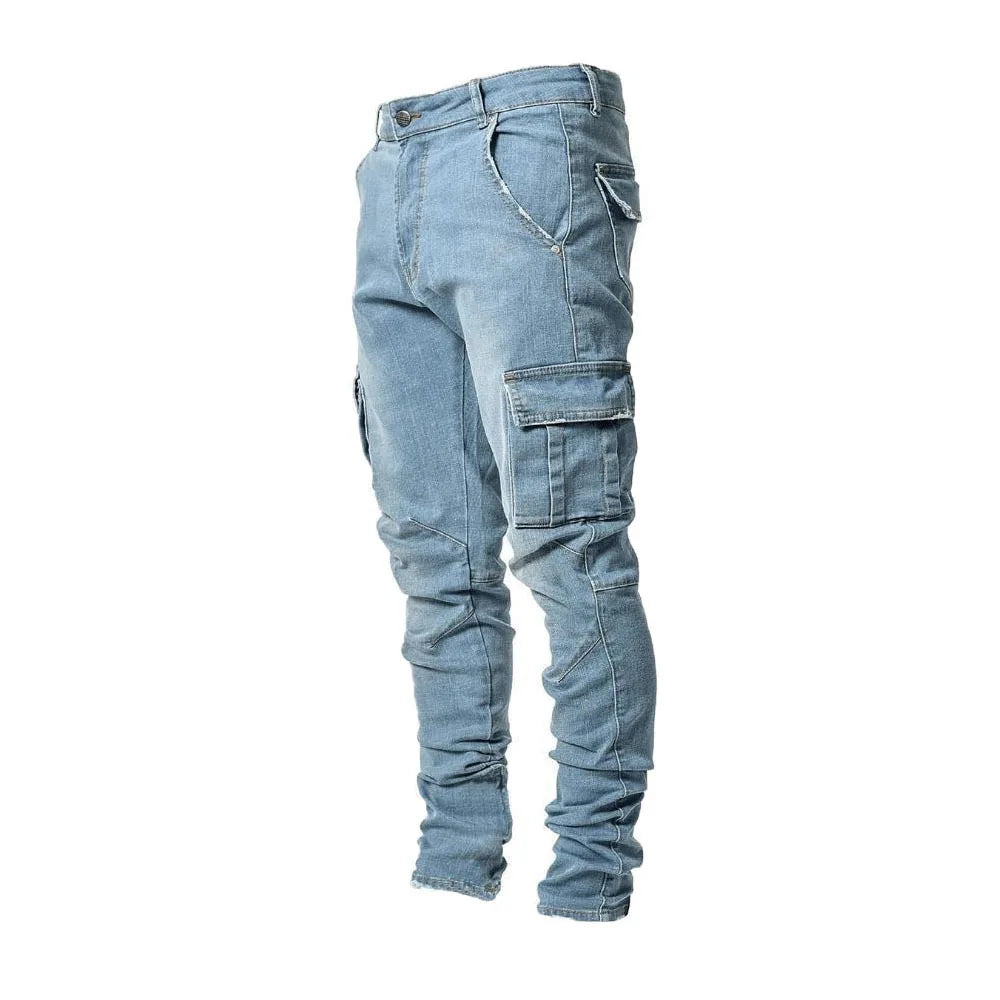 Men's jeans, casual tight pants, elastic denim pants, men's slim fit straight leg pants, fashionable jeans, pencil pants, men's
