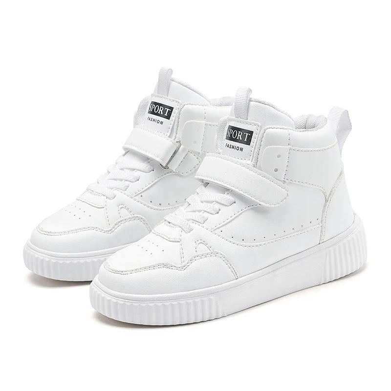 New High Top Childrens Boy Sneakers Outdoor Running Basketball Kids Sports Shoes Non-slip Luxury Pu Leather Boys Sports Shoes