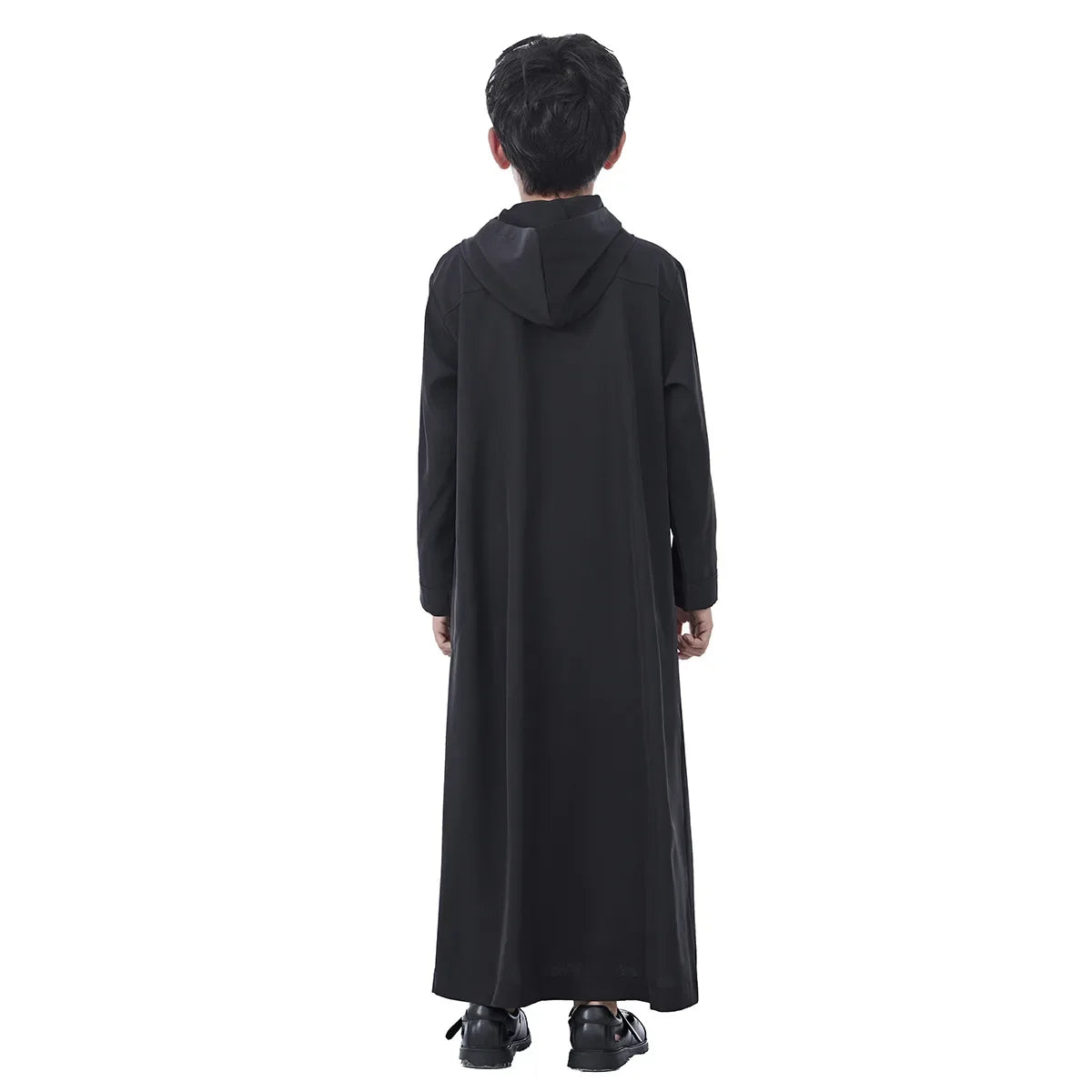 Boys Kids Islamic Muslim Hooded Juba Kaftan Robe Arabian Dubai Qatar Boy Long Sleeve Shirt Abaya Robe Dress Solid Color