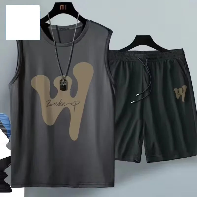 Men's quick drying pants Summer Basketball shorts Gym Short Sleeve T-shirt Shorts Set Tracksuits Men Casual Men Clothing Joggers