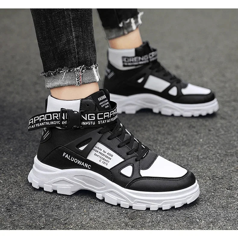 Trendy Men's Short Boots Autumn Winter Fashionable Lightweight Comfortable Anti Slip Flat Shoes Basketball Sports Casual Shoes