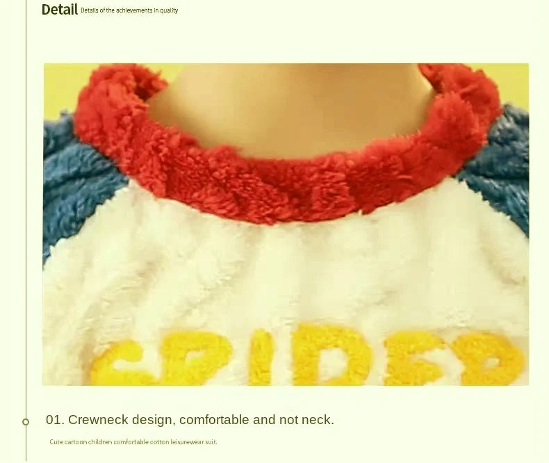 Winter Marvel Children Clothing Boys Sleepwear Set Flannel Thick Long Sleeve Warm Set Pajamas Two Pieces Kids Clothes Spiderman