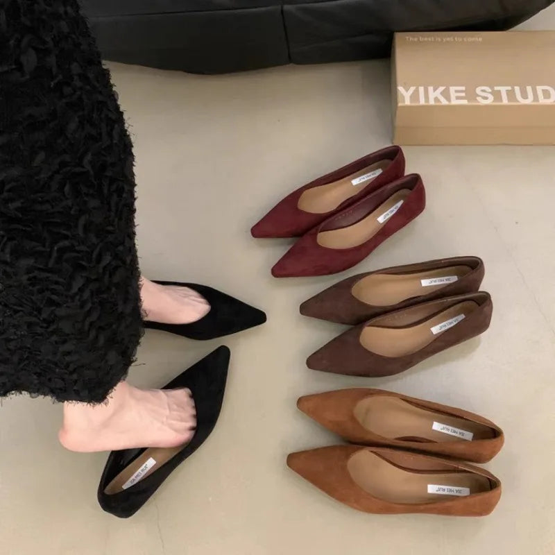 Women's Fashion Flat Shoes 35-39 Pointed Toe Shallow Mouth One Foot Stirrup Single Shoes Comfortable Soft Bottom Women's Shoes