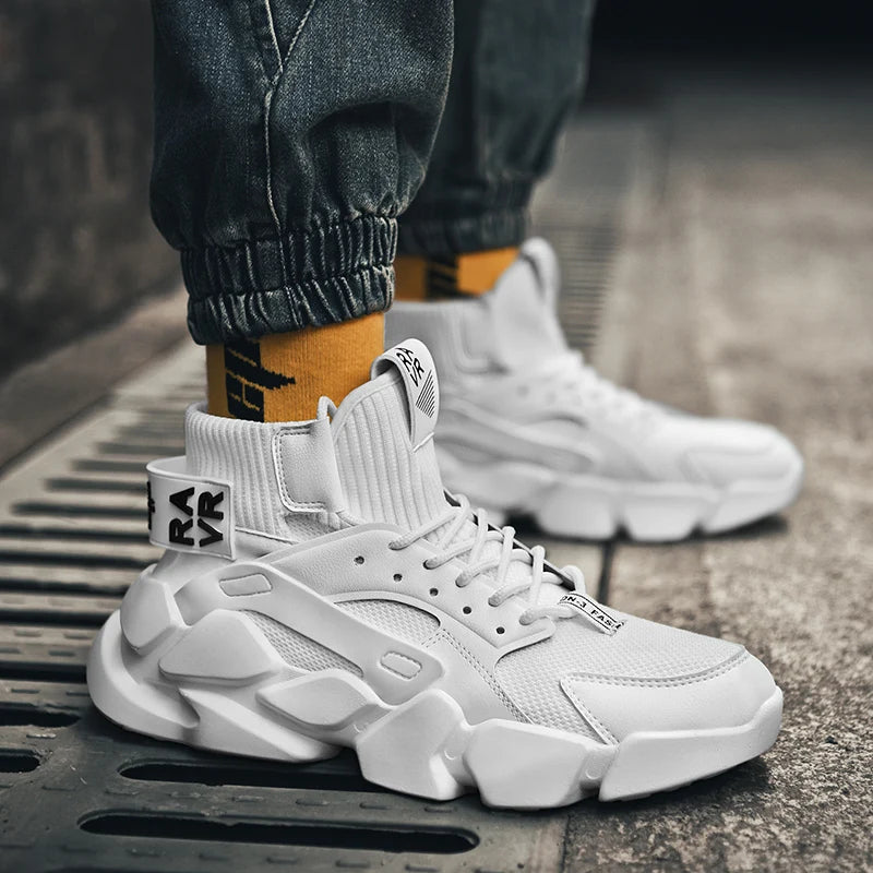 Shoes for Men New High-top Beige Men Sneakers Chunky Men Shoes Heighten Fashion Casual Plus Size Damping Tennis Shoes Zapatillas