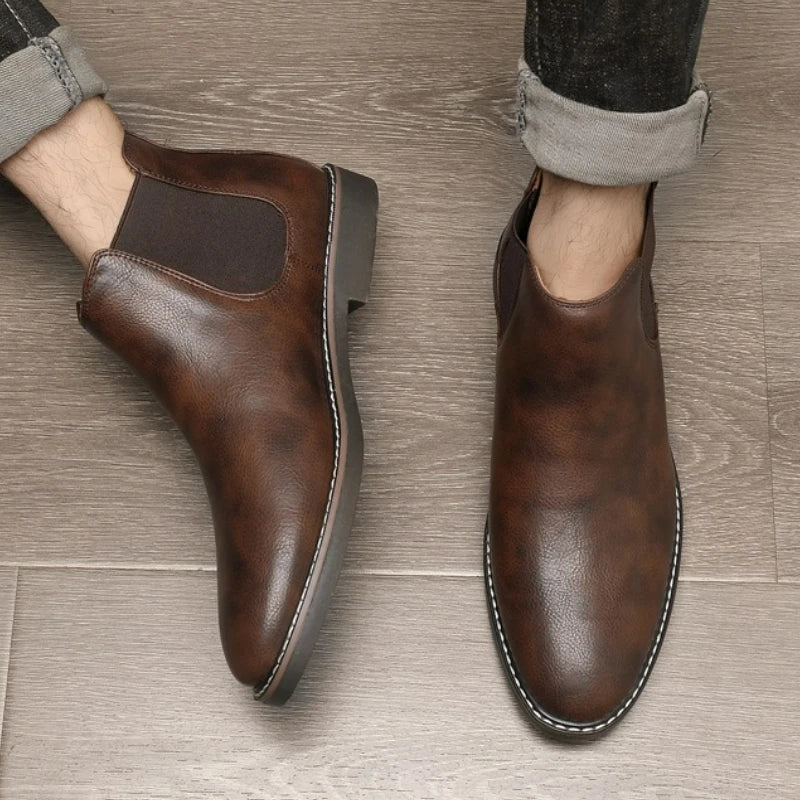 Men's Boots Fashion Chelsea Boots New Business Male Ankle Boots High Top Casual Leather Boot Plus Size British Style Dress Boot