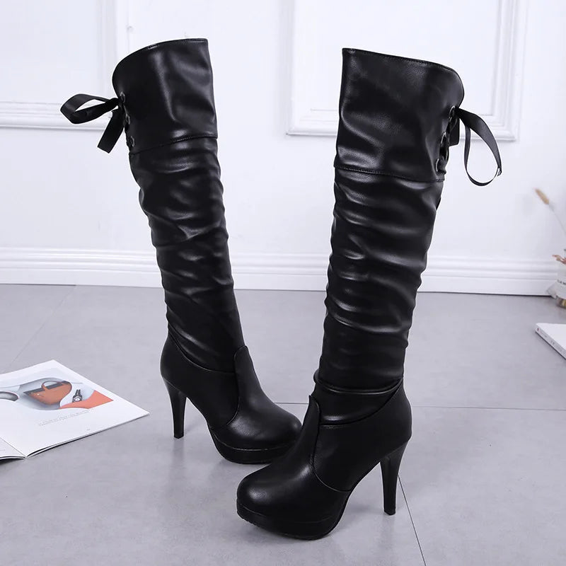 2023 New Women Boots Classics Red Sole Shoes Luxury Fashion Autumn Soft Leather Elegant Comfortable Knee High Boots Woman Ladies