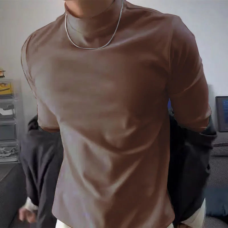 Thermal Underwear Tops Men Winter Clothes Thermal Shirt Autumn Men's Winter Tights High Neck Thin Slim Fit Long Sleeve T-shirt