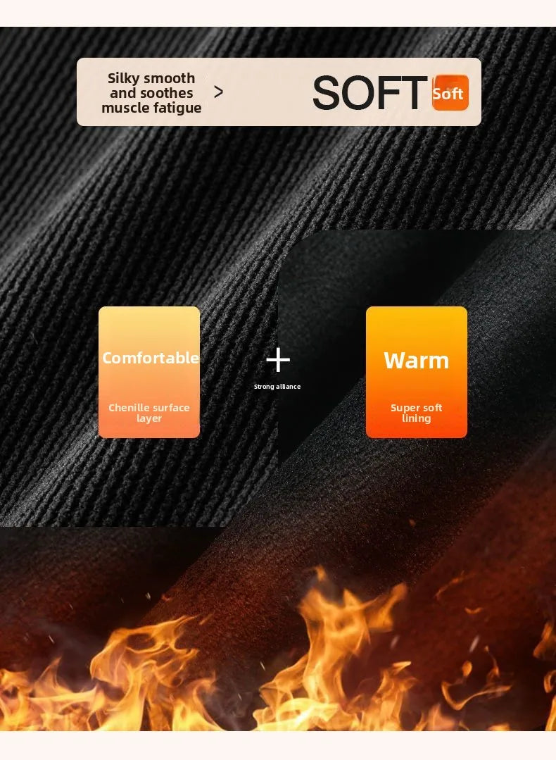 Men's Loose Straight Leg Fleece Lined Thickened Warm Casual Pants Autumn Winter Dad Pants Comfortable Polyester Fiber