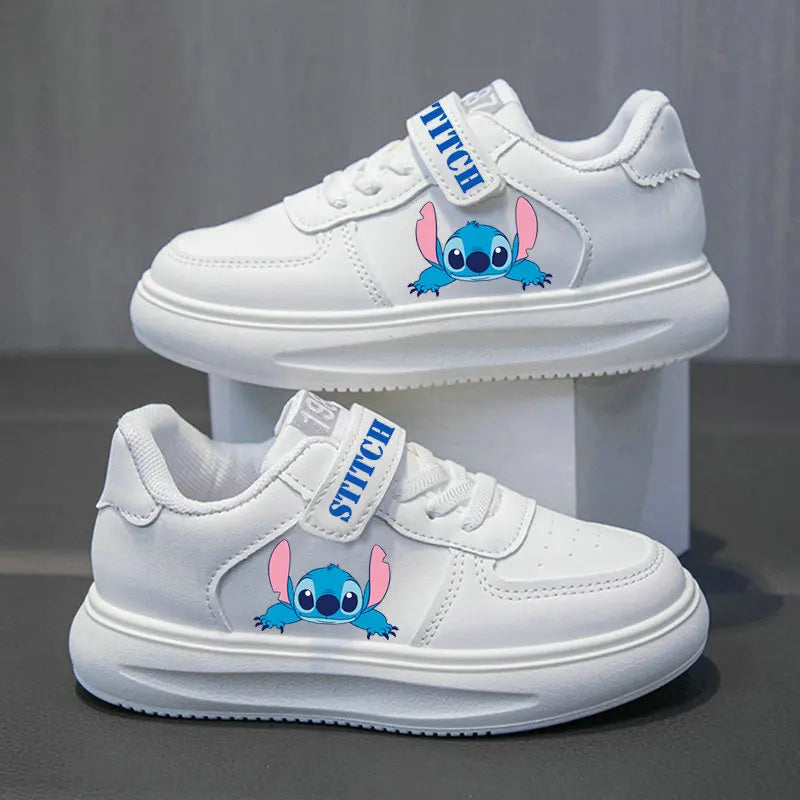 Stitch Children's casual shoes Girls' Sneakers boys White student shoes Cartoon cute Solid sole Kids Running sports shoes 26-37