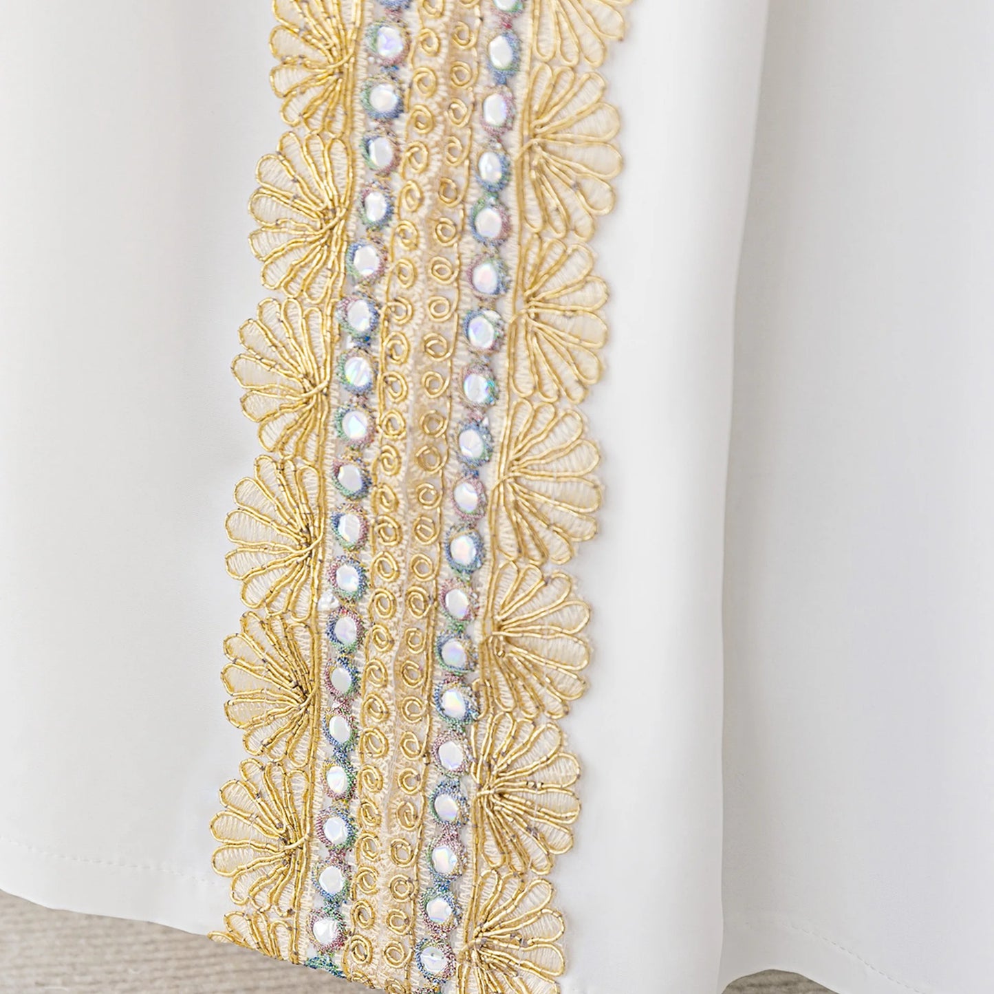 Middle Eastern Arabian Kids Robe Splice Embroidered Belt Dress Muslim Long Sleeve Abayas Dubai Islam Girls Lace Dress Party Gown