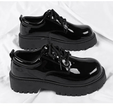 Men's Business Shoes Autumn Lace-up Men Shiny Wide Foot Business Shoe British Chunky Male Derby Shoes Luxury Men's Dress Shoes