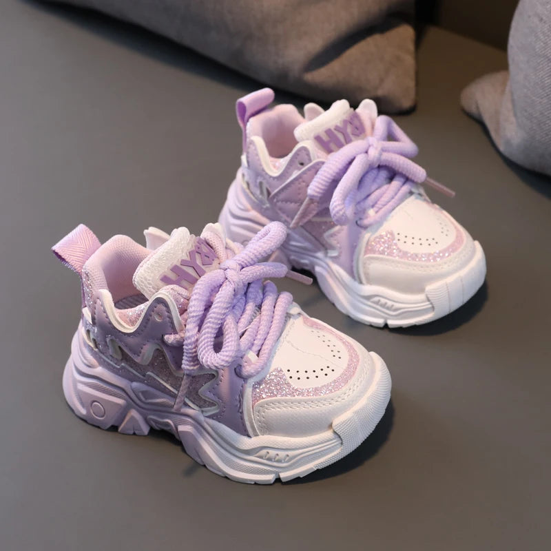 Children's Shoes 2024 New Toddler Girls Sport Shoes Soft Sole Breathable Outdoor Tennis Fashion Kids Sneakers EU21-30